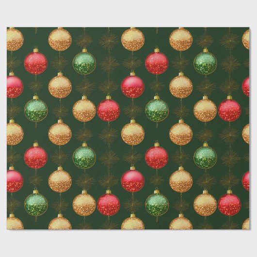 Traditionelle rote und grüne Ornamente Geschenkpapier (Flach)