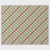 Traditionelle rote und grüne Wasserfarbe-Gingham-V Geschenkpapier (Flach)
