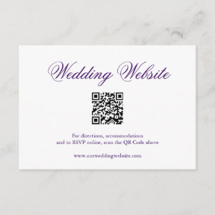 Traditionelle Royal Lila QR Code Elegante Hochzeit Begleitkarte