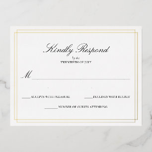 Traditionelle RSVP-Karte für Hochzeiten Folie Einladungspostkarte
