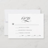 Traditionelle RSVP-Karte für Schwarzweiß-Hochzeite RSVP Karte (Rückseite)