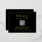Traditionelle RSVP-Karte mit schwarzem QR-Code Folie Einladungspostkarte (Vorderseite/Rückseite)