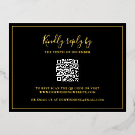 Traditionelle RSVP-Karte mit schwarzem QR-Code Folie Einladungspostkarte