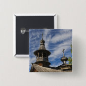 Traditionelle russisch-orthodoxe Kirche aus Holz Button (Vorne & Hinten)