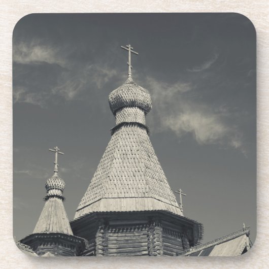 Traditionelle russisch-orthodoxe Kirche aus Holz Getränkeuntersetzer (Vorderseite)