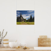 Traditionelle russisch-orthodoxe Kirche aus Holz Poster (Küche)