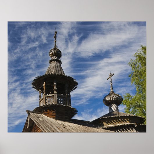 Traditionelle russisch-orthodoxe Kirche aus Holz Poster (Vorne)