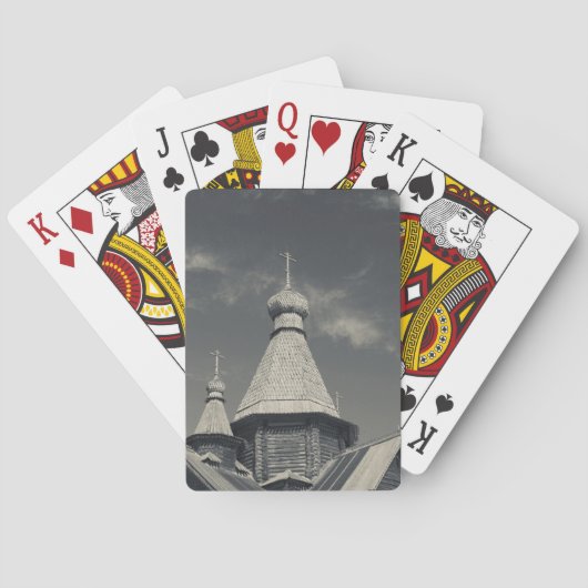 Traditionelle russisch-orthodoxe Kirche aus Holz Spielkarten (Rückseite)