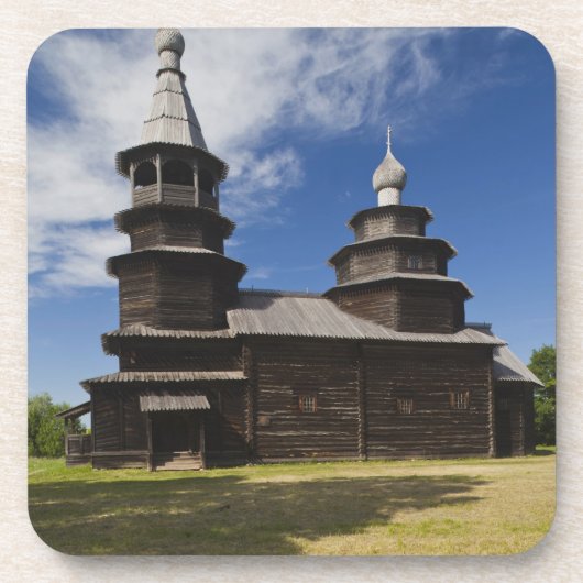 Traditionelle russisch-orthodoxe Kirche aus Holz Untersetzer (Vorderseite)