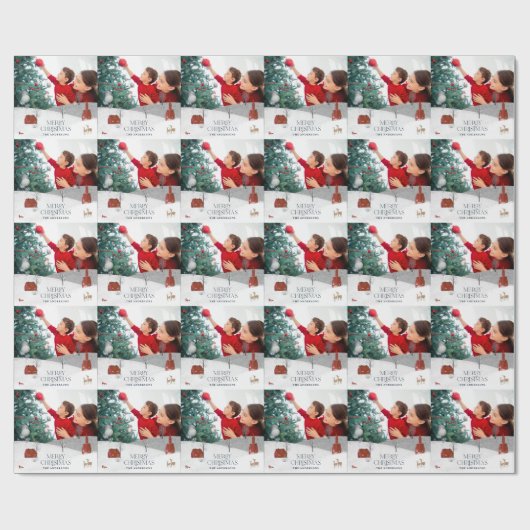 Traditionelle rustikale 1 Foto Winter Frohe Weihna Geschenkpapier (Flach)