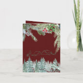 Traditionelle rustikale burgundische Kiefer Frohe Feiertagskarte (Rückseite)