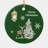 Traditionelle rustikale frohe Weihnachten Keramik Ornament (Vorne)