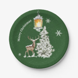 Traditionelle rustikale frohe Weihnachten Pappteller