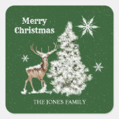 Traditionelle rustikale frohe Weihnachten Quadratischer Aufkleber (Vorderseite)
