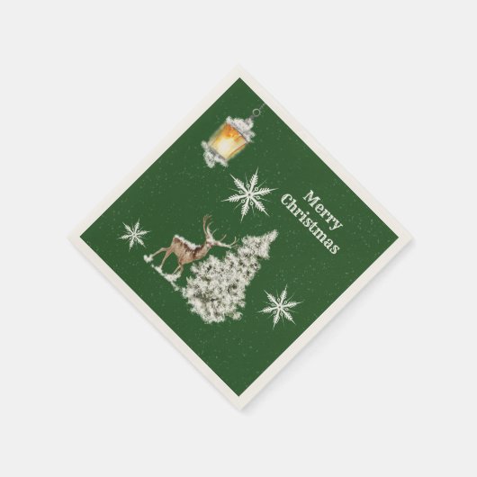 Traditionelle rustikale frohe Weihnachten Serviette (Ecke)