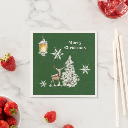 Traditionelle rustikale frohe Weihnachten Serviette (Beispiel)