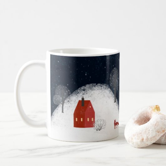 Traditionelle Rustikale Marine Roten Winter Frohe  Kaffeetasse (Mit Donut)