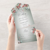 Traditionelle Rustikale Winter Holly Berries Kein  All In One Einladung (Abreißen)