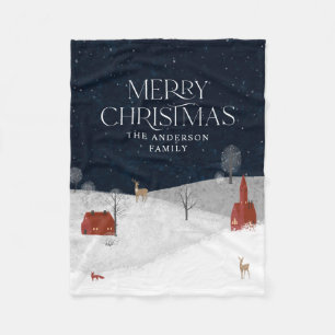 Traditionelle rustikale Winternacht rotes Weihnach Fleecedecke