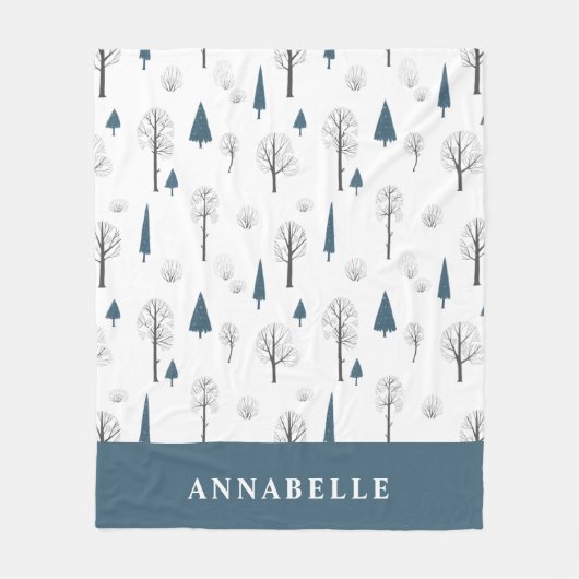 Traditionelle rustikale Winterwald blauer Weihnach Fleecedecke (Vorderseite)