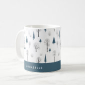 Traditionelle rustikale Winterwald blauer Weihnach Kaffeetasse (Vorderseite Links)