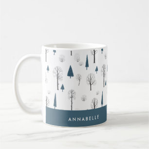 Traditionelle rustikale Winterwald blauer Weihnach Kaffeetasse