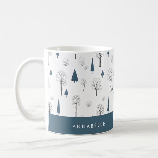 Traditionelle rustikale Winterwald blauer Weihnach Kaffeetasse (Links)