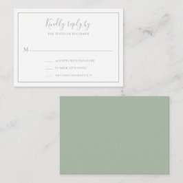 Traditionelle Sage Green Mini Wedding RSVP Karte