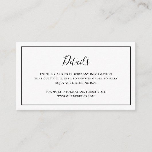 Traditionelle Schwarz-Weiß-Hochzeit Begleitkarte (Vorderseite)