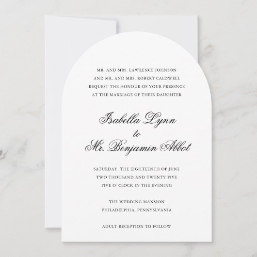 Traditionelle Schwarz-Weiß-Hochzeit Einladung (Vorderseite)