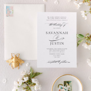 Traditionelle Schwarz-Weiß-Hochzeit Einladung