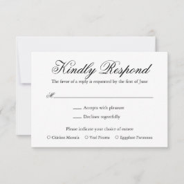 Traditionelle Schwarz-Weiß-Hochzeit RSVP Karte