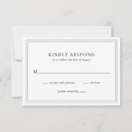 Traditionelle Schwarz-Weiß-Hochzeit RSVP Karte