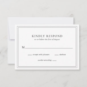 Traditionelle Schwarz-Weiß-Hochzeit RSVP Karte