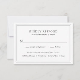 Traditionelle Schwarz-Weiß-Hochzeit RSVP Karte