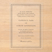 Traditionelle Schwarz-Weiß-Zeitlose Hochzeit Acryleinladungen (Vorderseite)