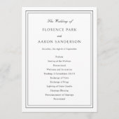 Traditionelle Schwarz-Weiß-Zeitlose Hochzeit Programm (Vorderseite)