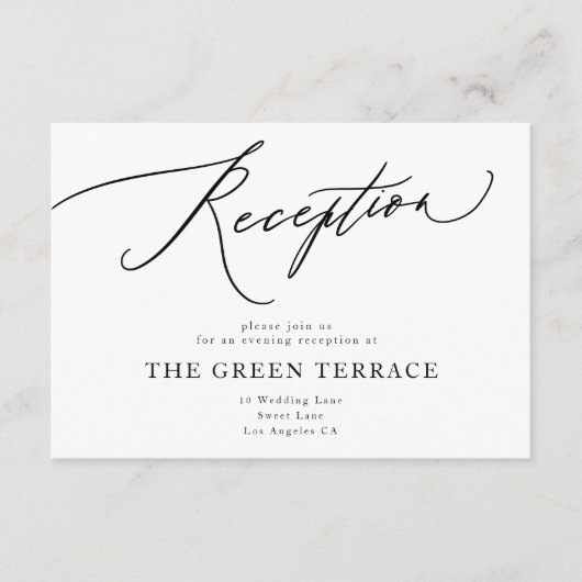 Traditionelle Schwarz-weiße Hochzeitsempfehlung Begleitkarte (Vorderseite)