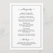 Traditionelle schwarz-weiße Monogramm-Hochzeit Programm (Rückseite)