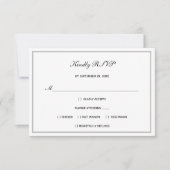 Traditionelle Schwarz-weiße Silberhochzeit RSVP Karte (Vorderseite)