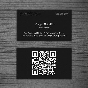 Traditionelle schwarze QR-Code-Visitenkarte Visitenkarte