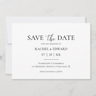 Traditionelle schwarze und weiße Hochzeit Save The Date