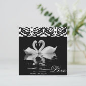 Traditionelle schwarze &White Schwäne, die Einladung (Stehend Vorderseite)