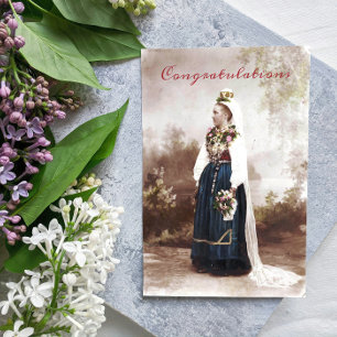 Traditionelle schwedische Vintage-Hochzeit in Dala Postkarte