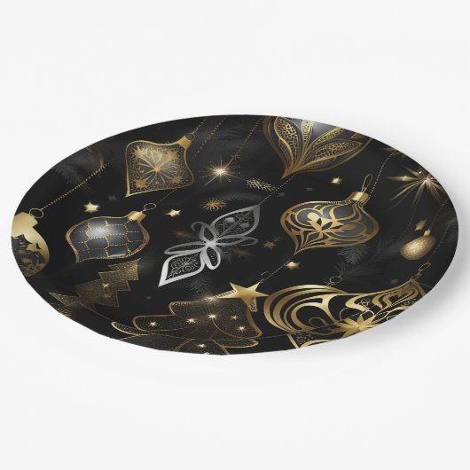 Traditionelle Silberschmuck- und Goldschmuckmuster Pappteller (Schrägansicht)