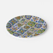 Traditionelle sizilianische Keramik Tile Muster Pappteller (Schrägansicht)