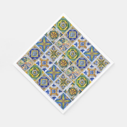 Traditionelle sizilianische Keramik Tile Muster Serviette (Ecke)