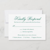 Traditionelle Smaragdgrüne feierliche Hochzeit RSVP Karte (Vorderseite)