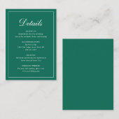 Traditionelle Smaragdgrüne Hochzeit Begleitkarte (Vorne/Hinten)