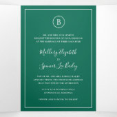 Traditionelle Smaragdgrüne Hochzeit Dreifach Gefaltete Einladung (Innenseite Mitte)